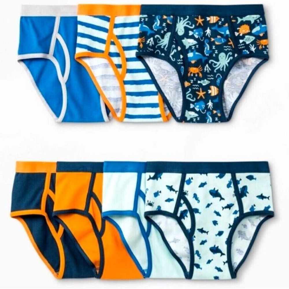 Cat & Jack NEW 7-Pack Boy's Briefs Underwear Shark/Sea XL Size 14